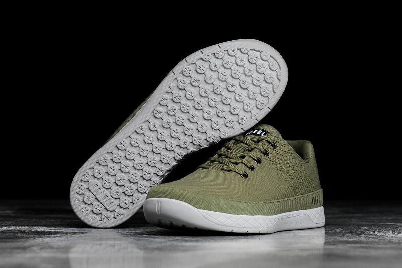 Women's Nobull Moss Canvas Trainers Olive | SG Q2896M